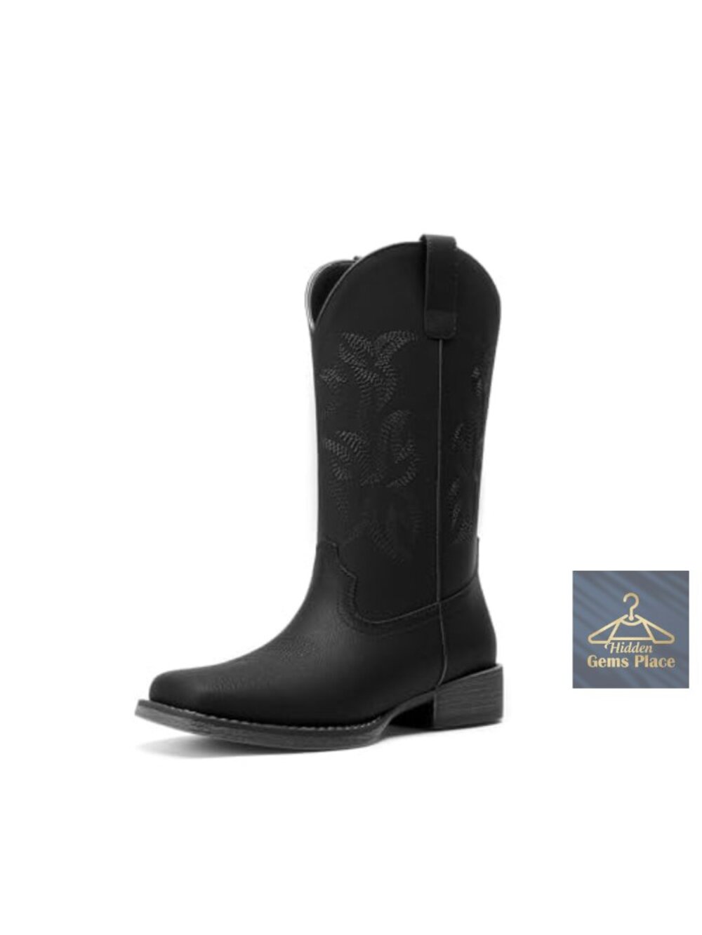 DREAM PAIRS Women's Cowboy Boots Mid-Calf Non-Slip Square Toe Western Style